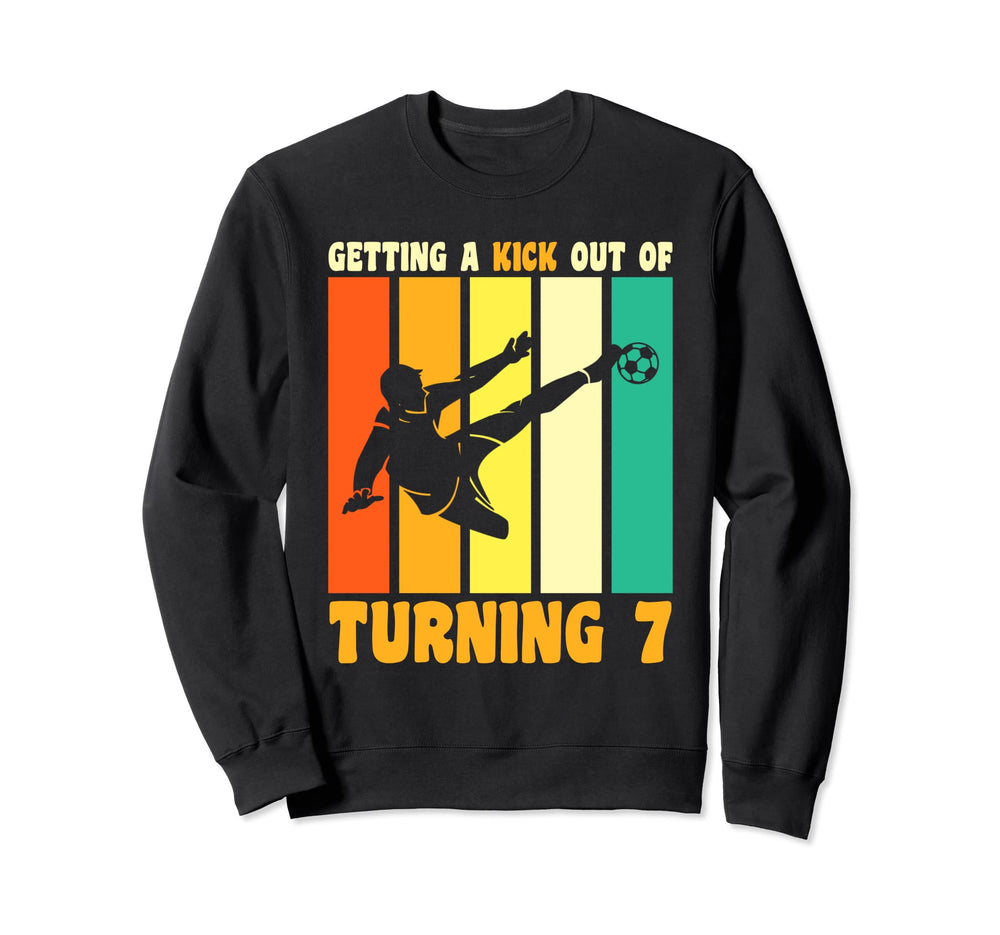 Happy 7Th Birthday 7 Year Old Kick Sweatshirt - Trendy Graphic Unisex