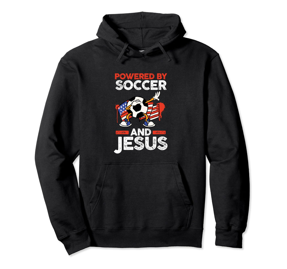 Powered Soccer And Jesus Hoodie - Trendy Graphic for Adults