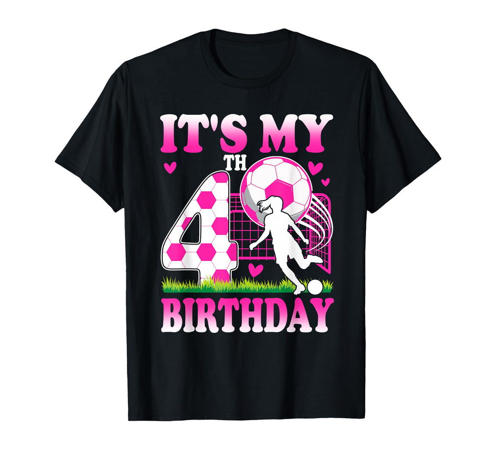 4 Year Old Birthday Soccer Themed T-Shirt - Custom Art Print Men Women