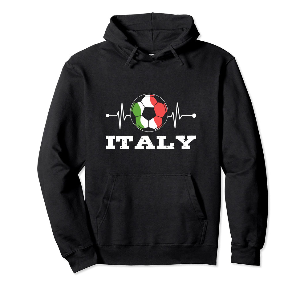 I Love Italy Soccer Heartbeat Hoodie - Streetwear Style for Adults