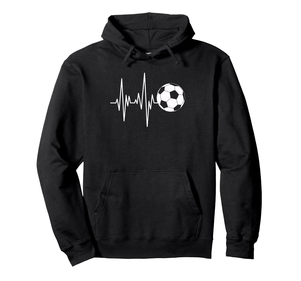 Soccer Heartbeat Ecg Ball Minimal Hoodie - Fun Novelty Design for Adults
