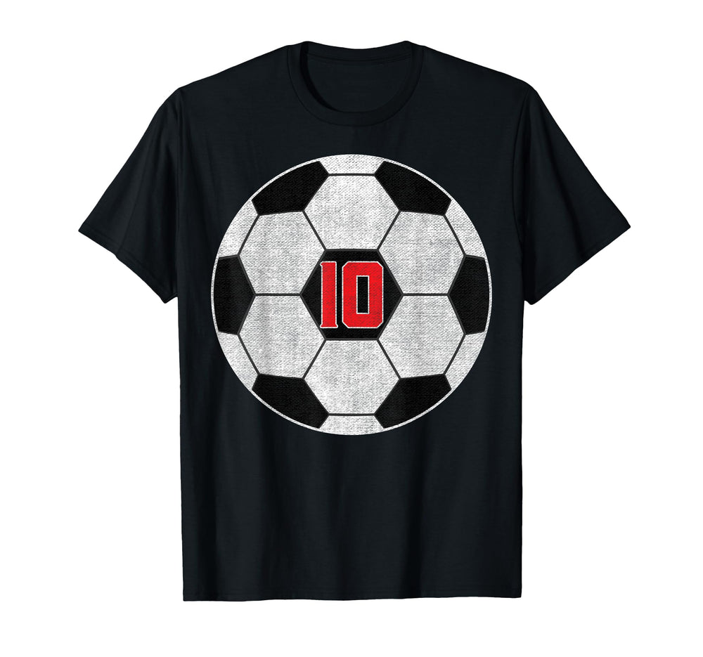 10 Years Old Soccer Player 10Th Birthday T-Shirt - Custom Art Print Unisex