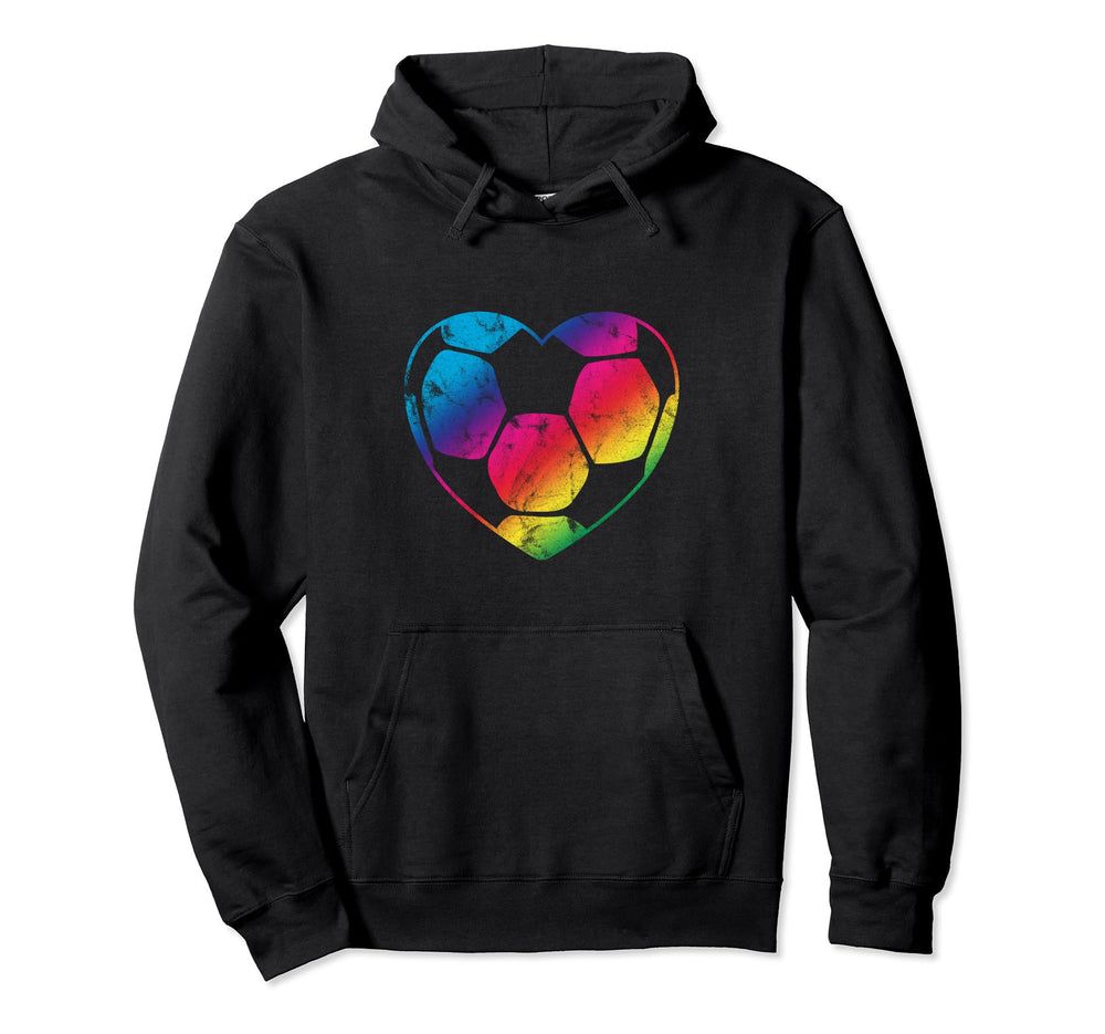 Rainbow Soccer Ball Heart Mom Fan Parent Hoodie - Minimalist Print Unisex