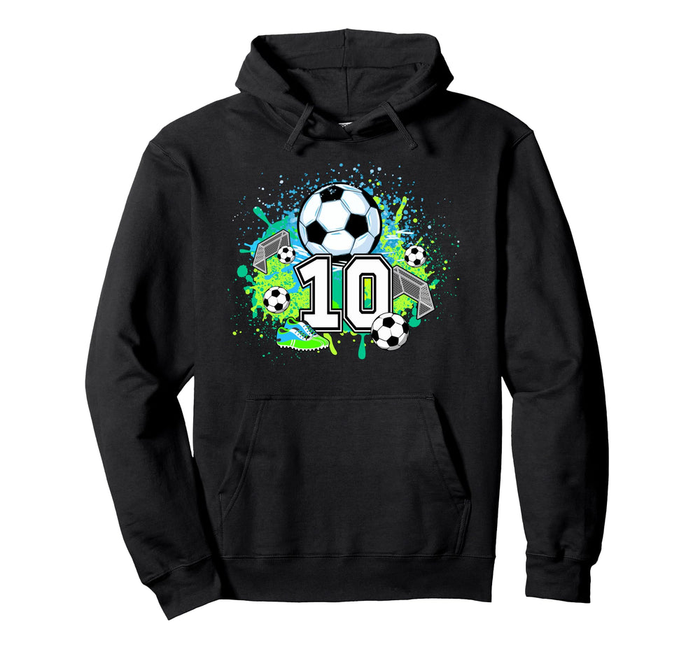 10Th Soccer Birthday Party 10 Year Old Hoodie - Fun Novelty Design Unisex