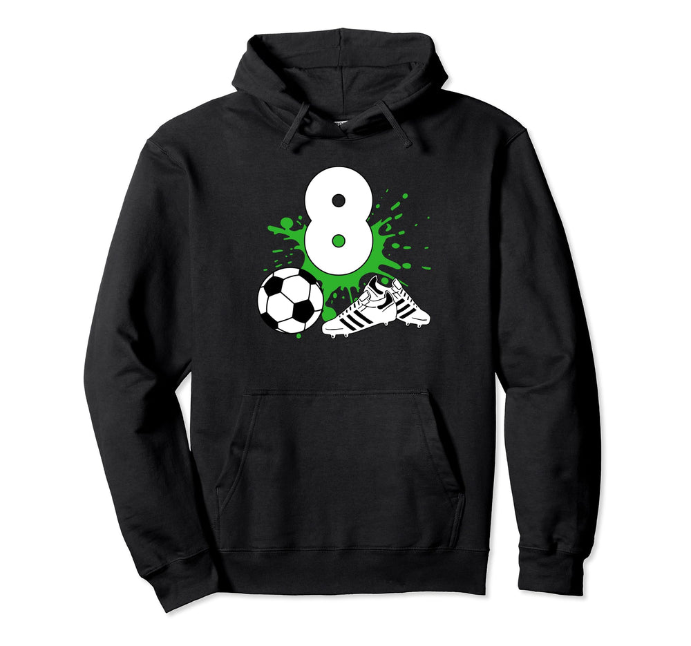 8 Year Old Birthday Soccer Football Hoodie - Streetwear Style Unisex