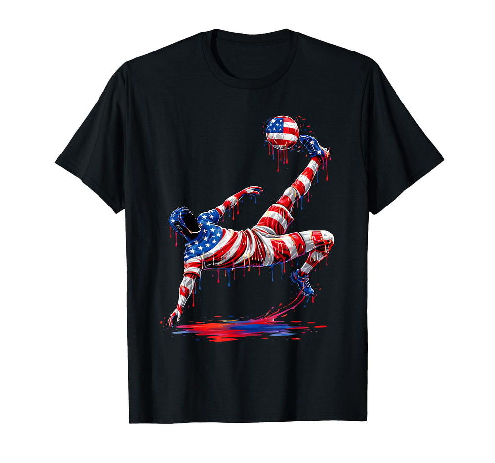 Soccer Drip American Flag 4Th July T-Shirt - Unique Graphic Men Women
