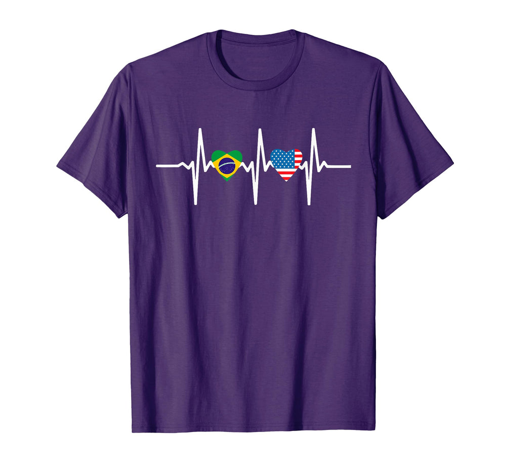 Half American Brazilian America Brazil T-Shirt - Trendy Graphic Unisex