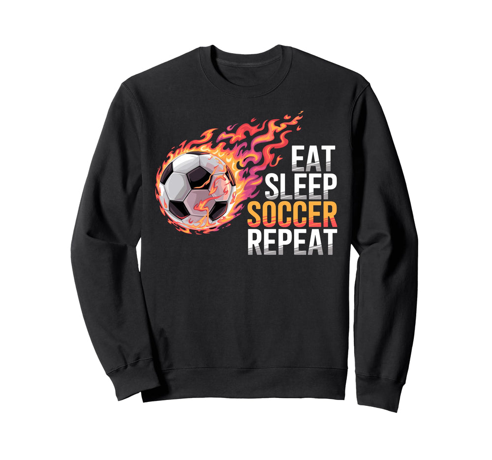 Eat Sleep Soccer Repet Goalie Player Sweatshirt - Aesthetic Graphic Unisex