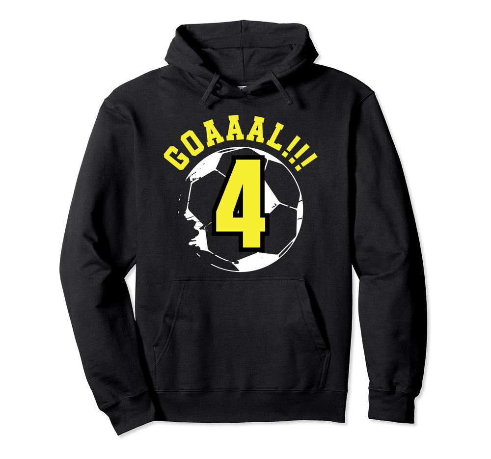 4Th Birthday 4 Years Soccer Football Hoodie - Unique Graphic for Adults