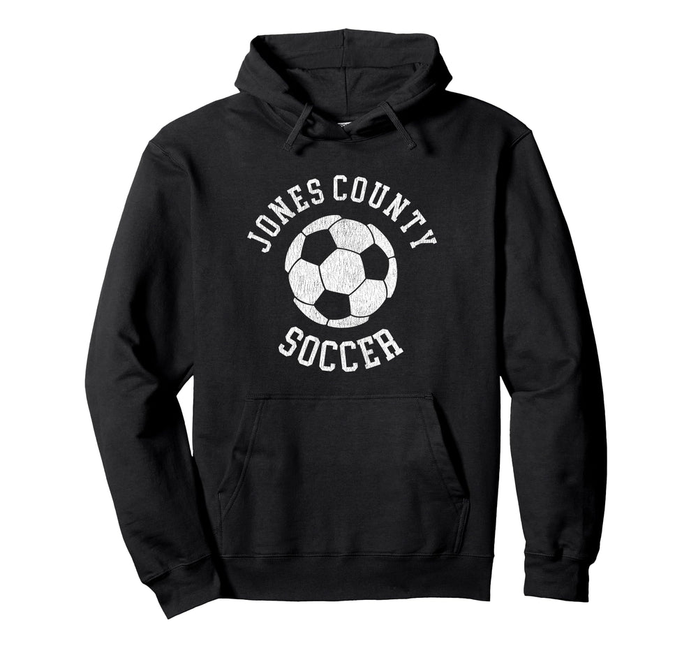 Jones County Soccer Distressed 90S Hoodie - Unique Graphic for Adults