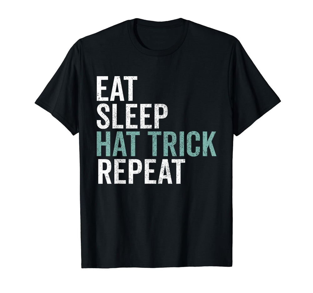 Eat Sleep Hat Trick Repeat Ice Hockey T-Shirt - Minimalist Print Men Women
