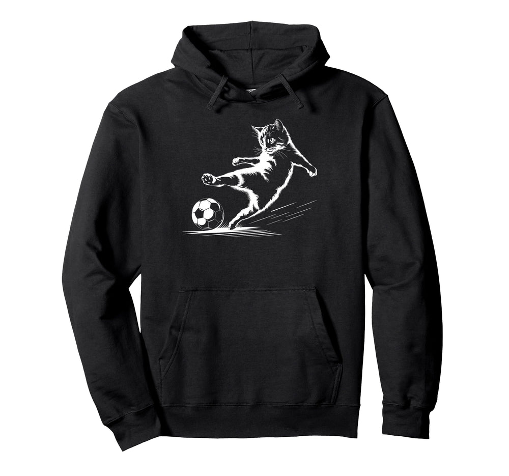 Cat Playing Soccer Ball Cat Sports Hoodie - Custom Art Print for Adults