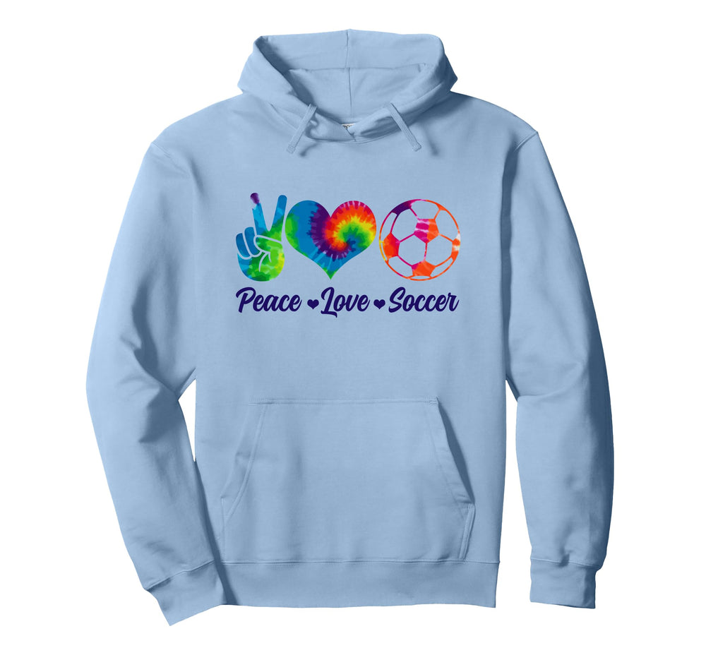 Soccer Tie Dye Peace Love Soccer Player Hoodie - Trendy Graphic for Adults