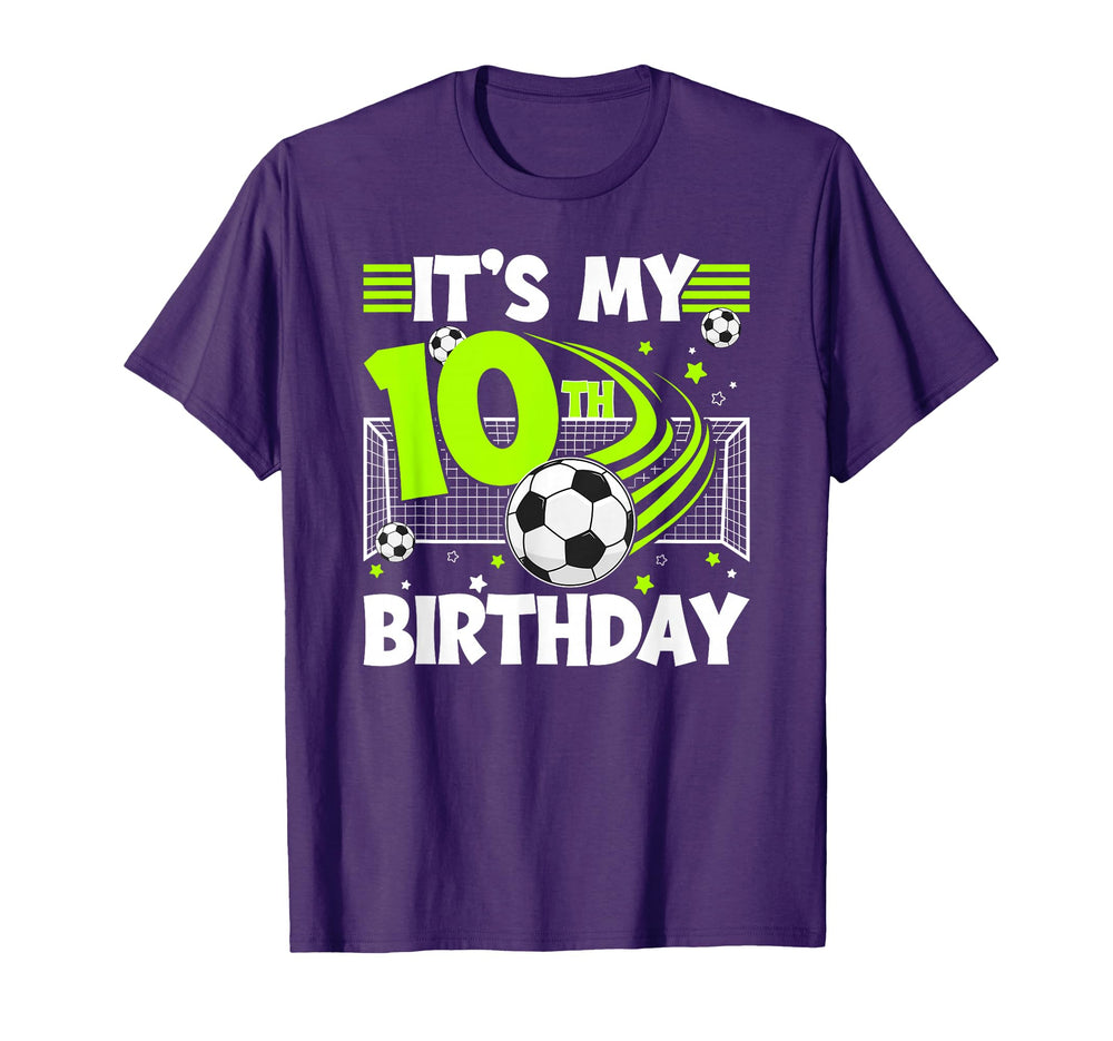 10Th Soccer Birthday Party 10 Year Old T-Shirt - Novelty Apparel Men Women