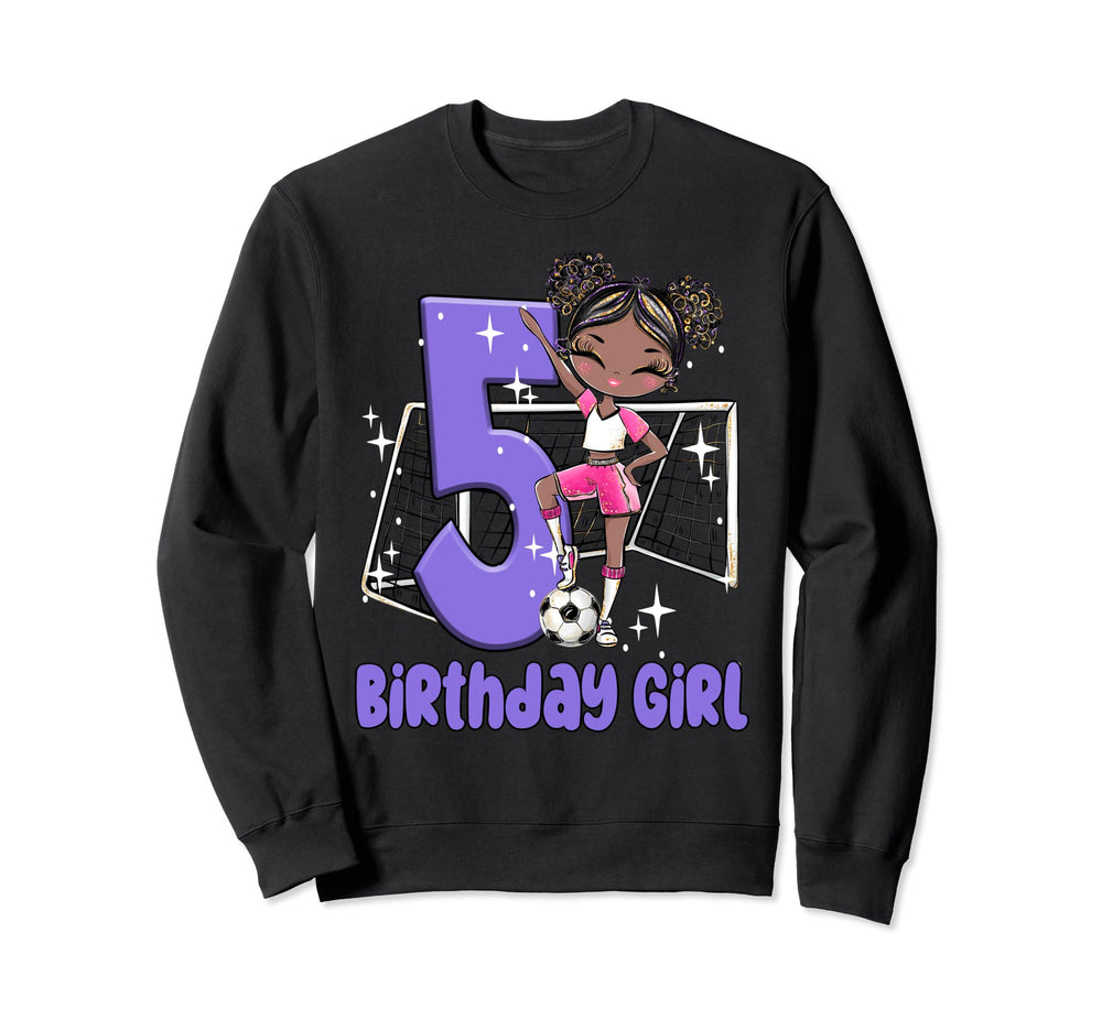 5Th Birthday Black Soccer Ball Sweatshirt - Aesthetic Graphic Men Women