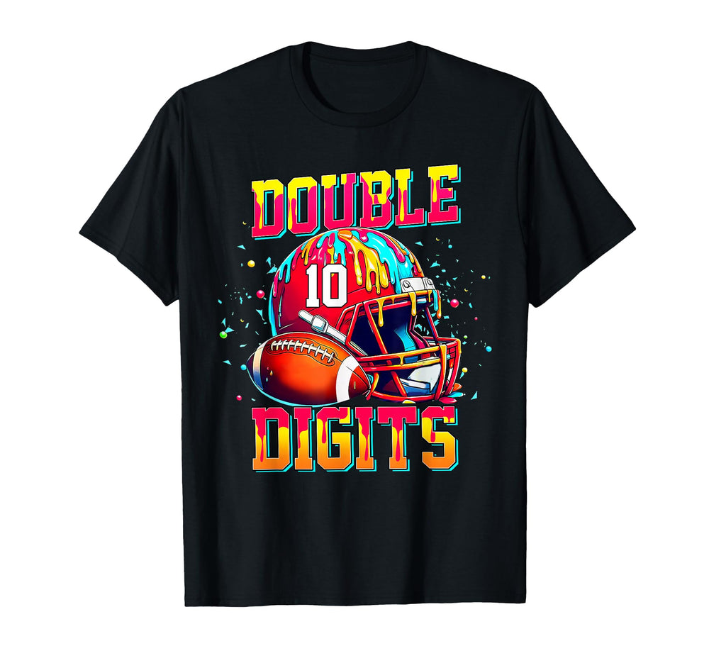 Ice Cream Drip Football 10Th Birthday T-Shirt - Trendy Graphic for Adults