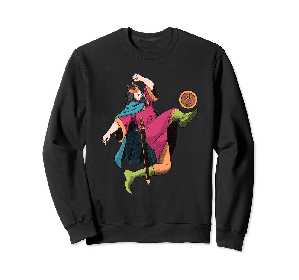 King Playing Football Royal Sweatshirt - Novelty Apparel for Adults