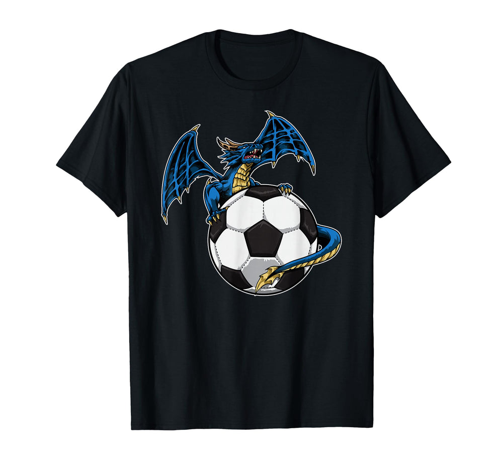 Soccer Dragon Sitting Soccer Ball T-Shirt - Minimalist Print Men Women