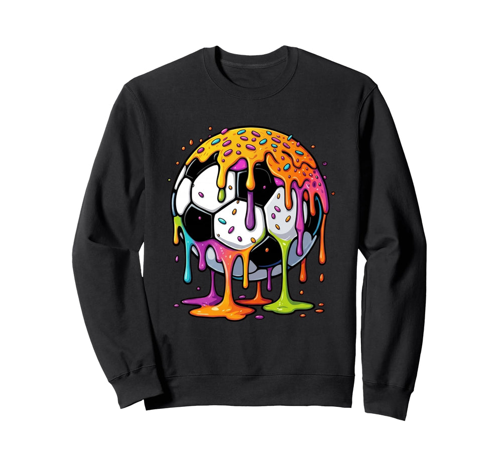 Melting Soccer Ball Rainbow Sweatshirt - Casual Everyday Wear Unisex