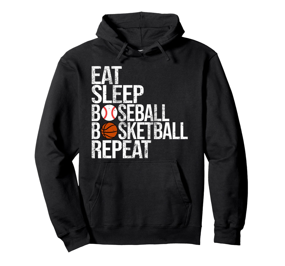 Eat Sleep Baseball Basketball Repeat Hoodie - Streetwear Style Men Women