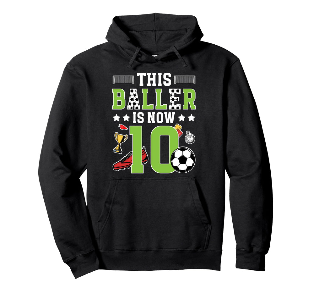 10Th Birthday Soccer Ten Year Old Soccer Hoodie - Novelty Apparel Unisex