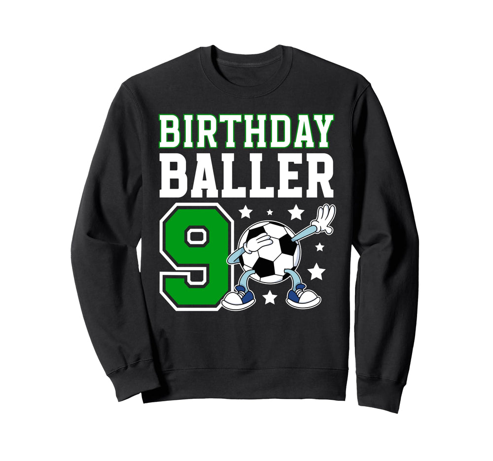 9Th Soccer Birthday Party Nine Year Sweatshirt - Minimalist Print Unisex