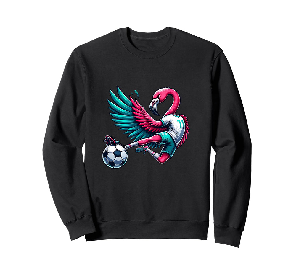 Flamingo Football Striker 11 Kicking Sweatshirt - Graphic Print Unisex