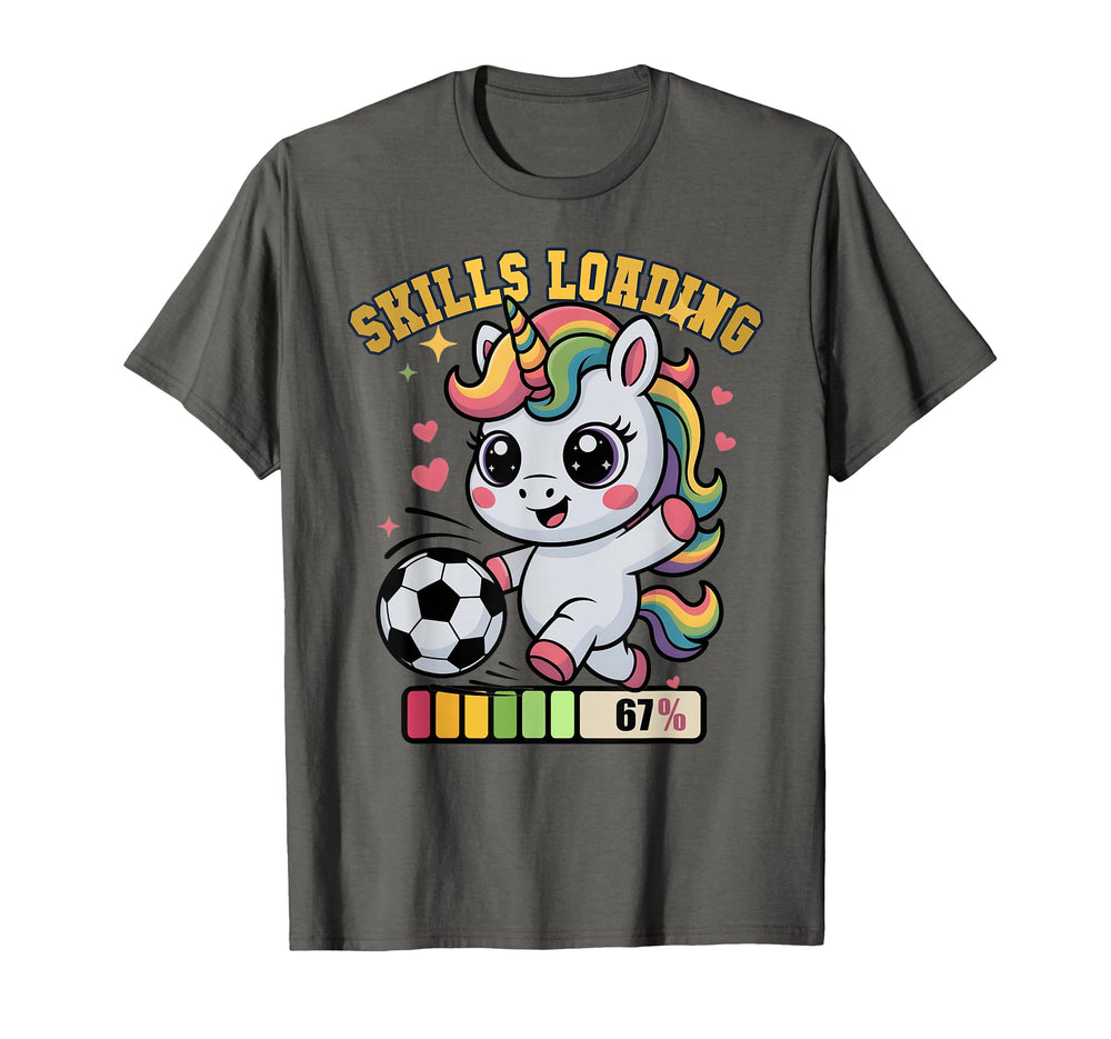 Soccer Unicorn Skills Loading Win T-Shirt - Fun Novelty Design Men Women