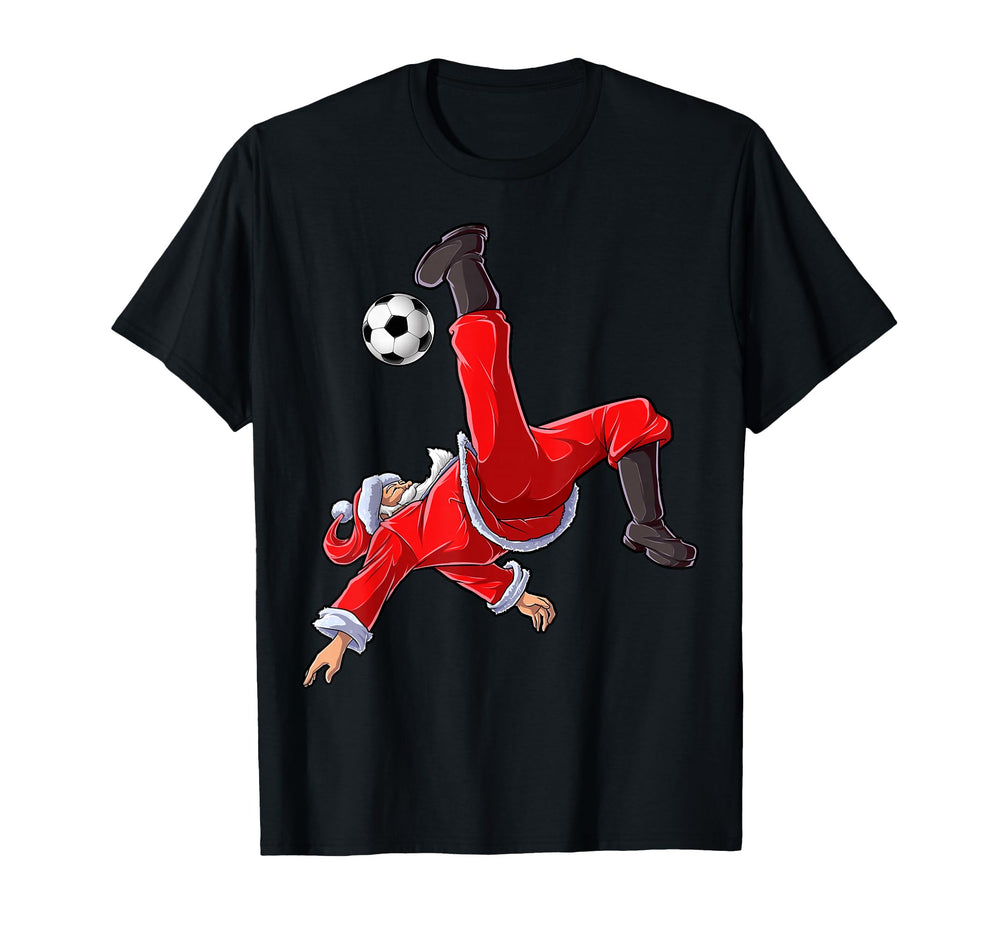 Santa Soccer Bicycle Kick Ball Sports T-Shirt - Custom Art Print Unisex