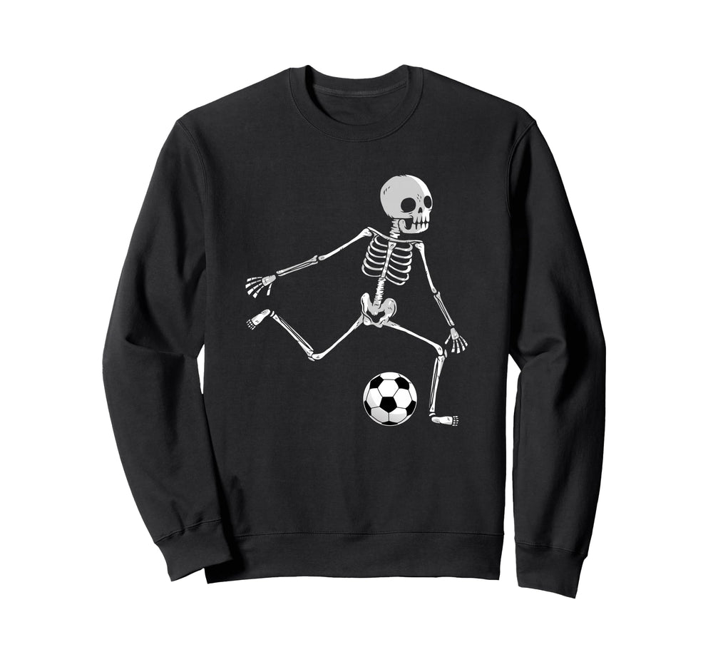 Skeleton Soccer Funny Halloween Sweatshirt - Trendy Graphic for Adults