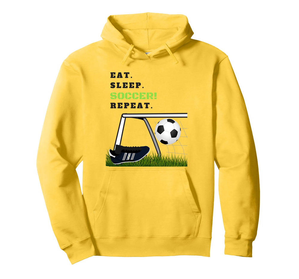 Eat Sleep Soccer Repeat Soccer Goal Hoodie - Streetwear Style for Adults