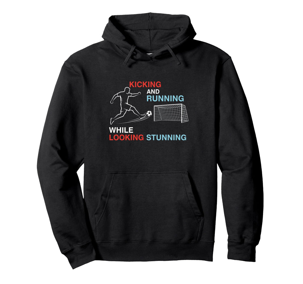 Soccer Kicking And Running While Looking Hoodie - Trendy Graphic Unisex