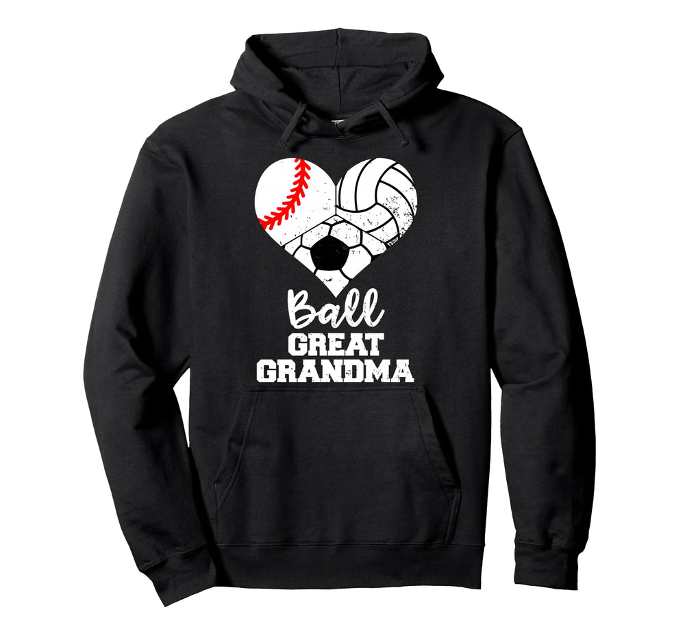 Ball Great Grandma Heart Baseball Hoodie - Novelty Apparel Men Women