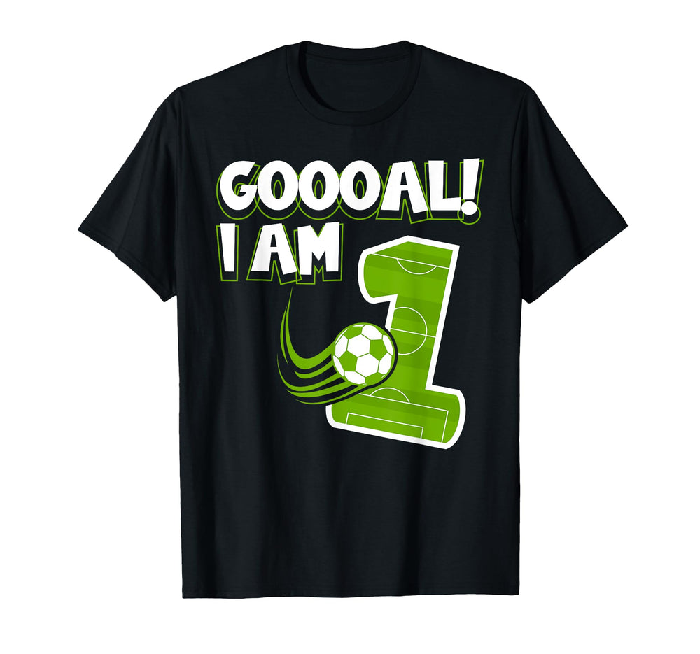 Goooal I Am 1 Soccer Sport First Birthday T-Shirt - Trendy Graphic Unisex