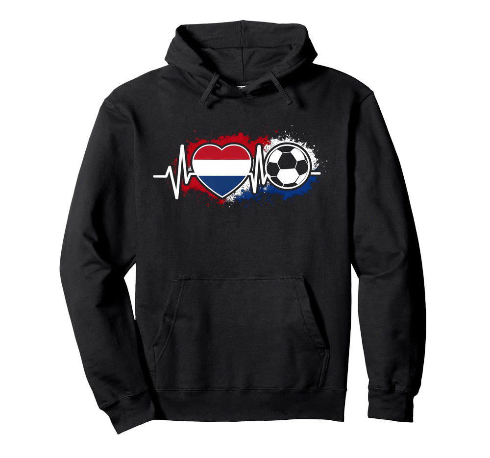 Netherlands Flag Heartbeat Football Hoodie - Minimalist Print Men Women