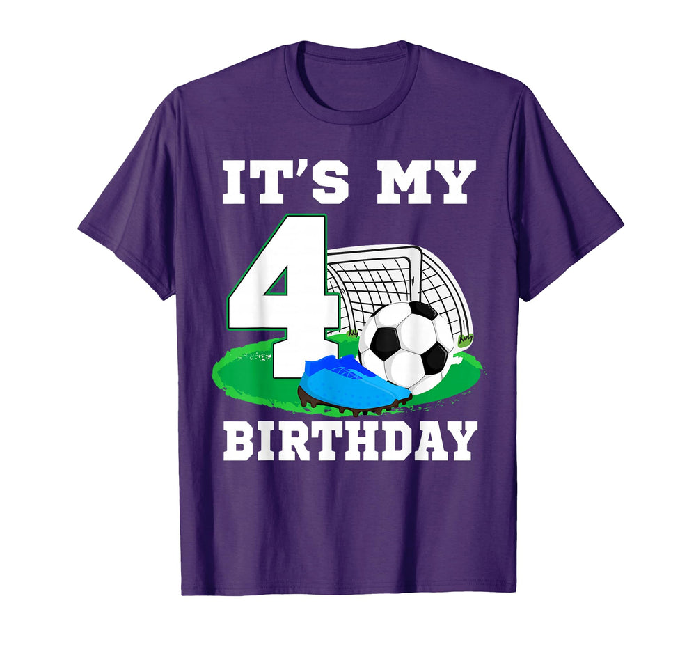 Its My 4 Year Old Birthday Soccer 4Th T-Shirt - Streetwear Style Unisex