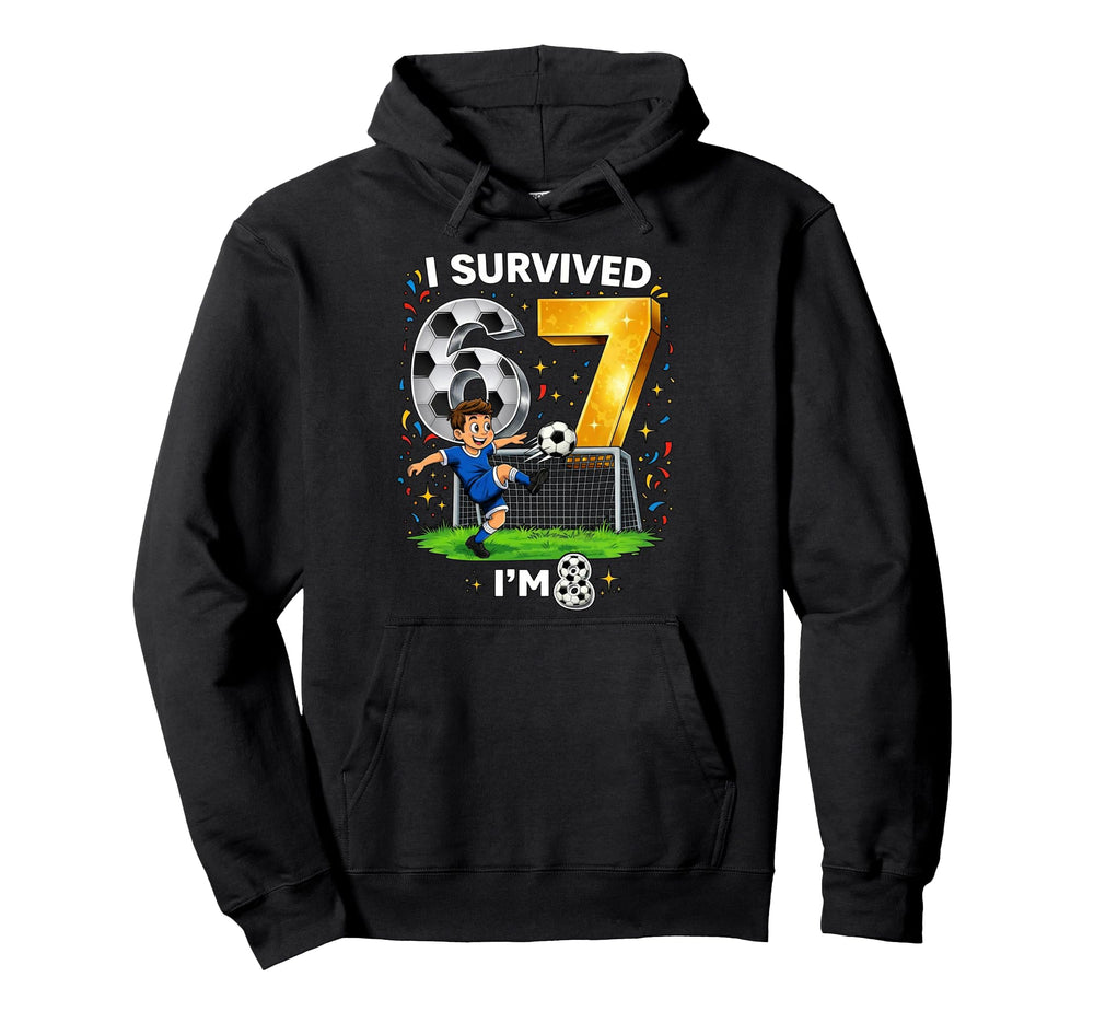 Soccer 8 Year Old 8Th Birthday Funny Six Hoodie - Unique Graphic Unisex