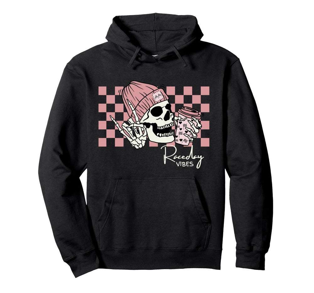 Raceday Vibes Checkered Flag Racing Hoodie - Casual Everyday Wear Unisex
