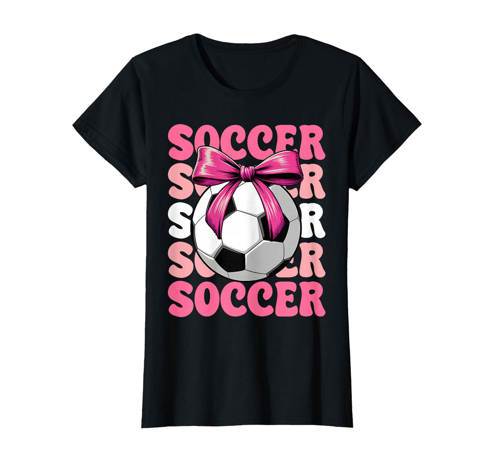 Soccer Player Team Coach Coquette Bow Soccer T-Shirt - Graphic Print Unisex