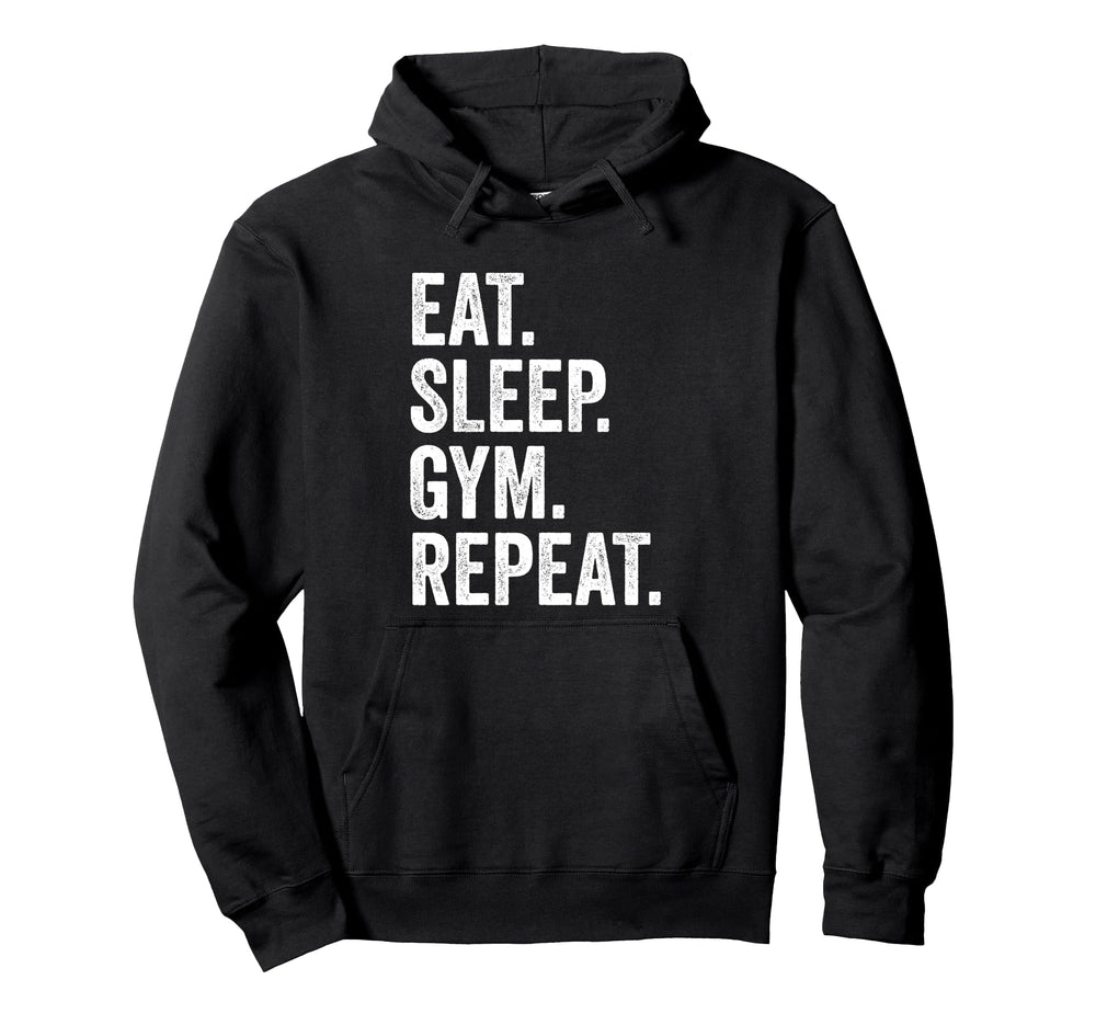 Eat Sleep Gym Repeat Fitness Hoodie - Custom Art Print for Adults