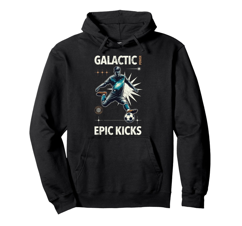 Soccer Player Galactic Power Epic Hoodie - Minimalist Print for Adults