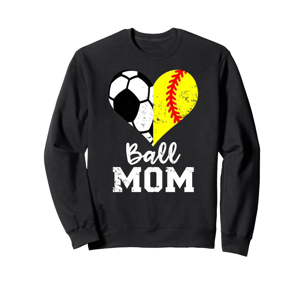 Ball Mom Heart Funny Softball Sweatshirt - Streetwear Style for Adults