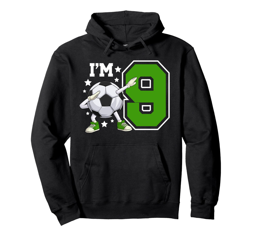 9Th Soccer Birthday Party Nine Year Hoodie - Minimalist Print Men Women