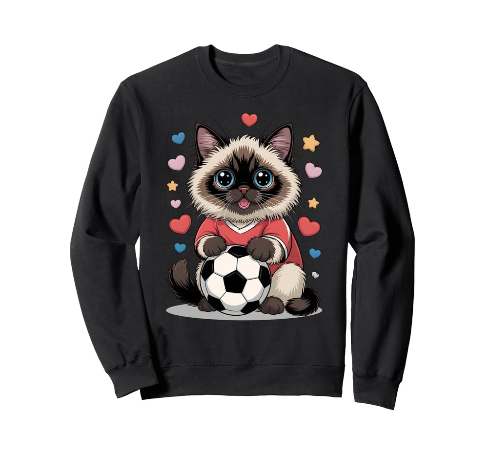 Kawaii Soccer Cat Just Who Sweatshirt - Fun Novelty Design for Adults