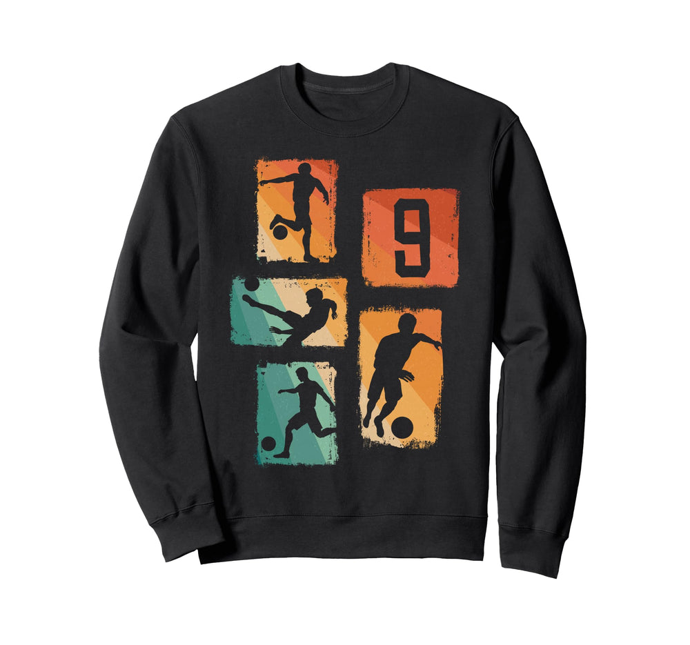 9Th Birthday Soccer Player Football Sweatshirt - Aesthetic Graphic Unisex