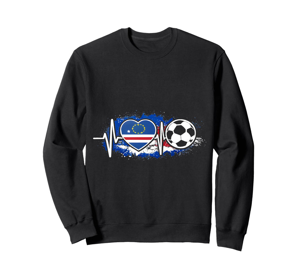 Heartbeat Cape Verde Flag Football Sweatshirt - Graphic Print for Adults