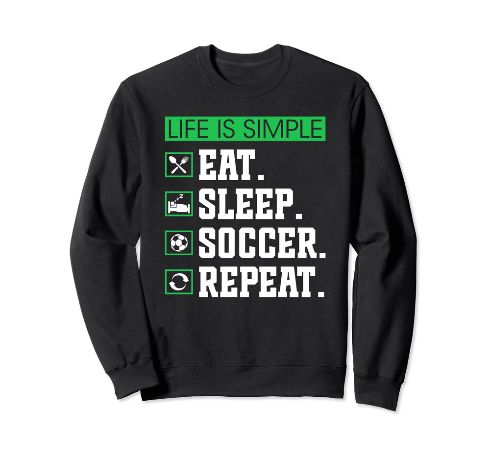 Eat Sleep Soccer Repeat Soccer Sweatshirt - Minimalist Print for Adults