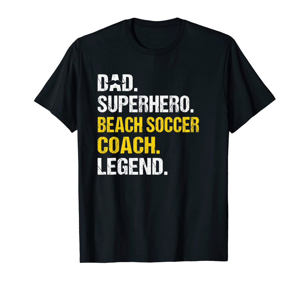 Mens Dad Superhero Beach Soccer Coach T-Shirt - Unique Graphic Men Women