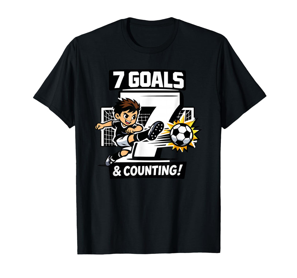 7 Goals Counting Soccer Birthday 7 T-Shirt - Minimalist Print for Adults