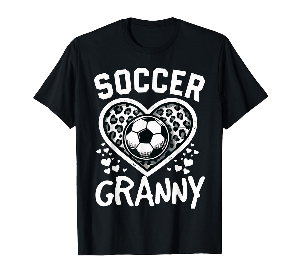 Soccer Granny Leopard Heart Granny T-Shirt - Graphic Print for Adults